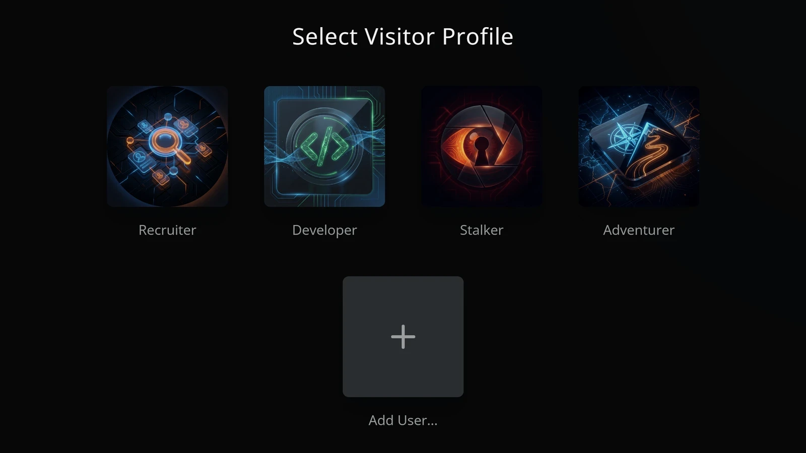 joshuafsmith.com Netflix-style visitor-profile picker